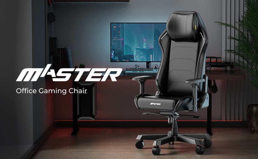 DXRacer Master XL Video Gaming Chairs for Adults, Ergonomic Reclining Computer Gaming Chair, Racing Style Height Adjustable (EPU Leatherette, Black Line)
