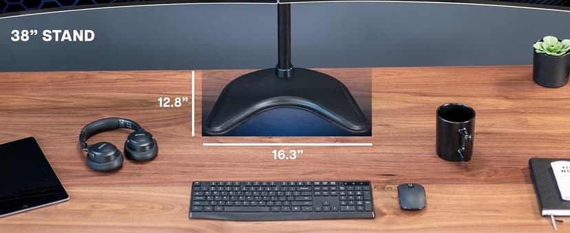 VIVO STAND-V002F Dual LED LCD Monitor Free-Standing Desk Stand for 2 Screens up to 27 Inch Heavy-Duty Fully Adjustable Arms with Max VESA 100x100mm