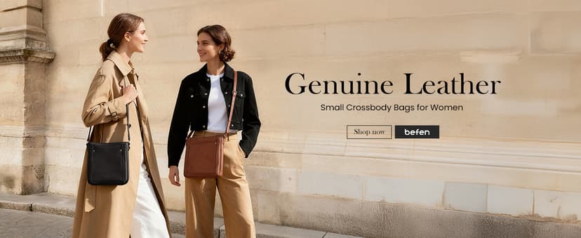 befen Genuine Leather Small Crossbody Bags for Women, Womens Cross Body Shoulder Purse Handbags with RFID Blocking Card Slots