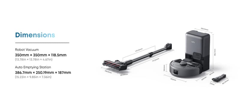 eufy Robot Vacuum 3-in-1 E20,with Versatile Stick and Handheld Vacuum Cleaner Combo,Self Emptying Up to 75 Days,Max 30,000Pa,Smart Obstacle Avoidance,Pro-Detangle,Ideal for Carpet,Crevices,Stairs