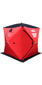 THUNDERBAY Ice Cube 2-4 Man Portable Ice Shelter, 24/34 Square Feet of Fishable Area, Portable 2-3 Person Ice Shanty