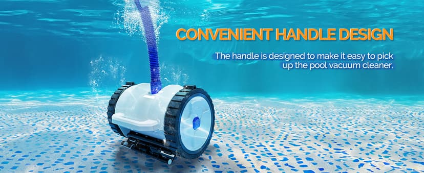 VINGLI Pool Vacuum Cleaner, Suction Side Wall-Climbing Sweeper for Ground&Inground Pools, Automatic Pool Vacuum with 39.6ft Tangle-Free Hose (Navy Blue&White)