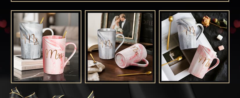 Christmas Gift for Couples Newlyweds Husband Wife His and Hers Couples Gift Bride to Be Bridal Shower Engagement Anniversary Linkax Wedding Gifts for Couples 2026, Mr and Mrs 13.19 Oz Coffee Mugs B0DM645NTY