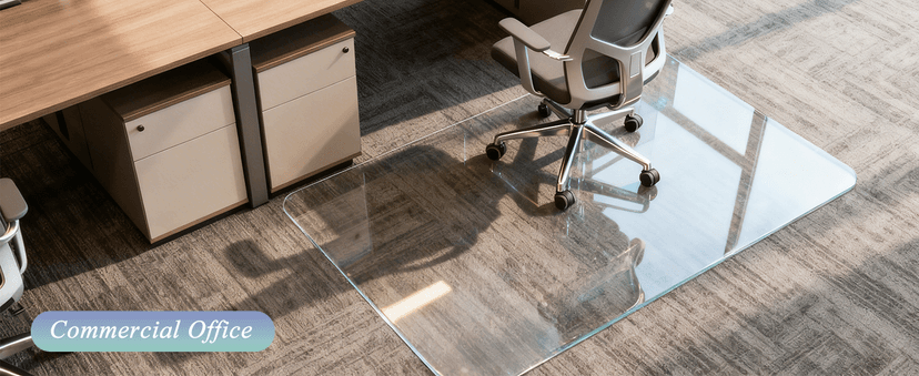 Vicwe Glass Chair Mat for Carpet,32"x48" Tempered Glass Office Chair Mat,1/5" Thick Glass Chair Mat with Rounded and Polished Edges,Smooth Glide for Carpet & Hardwood Floor Protection