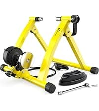 Sportneer Bike Trainer - Magnetic Stationary Bike Stand for 26-28" & 700C Wheels - Adjustable 6 Level Resistance Bike Trainer Stand for Indoor Riding with Quick Release Lever & Front Wheel Riser Block