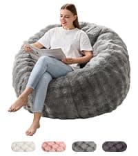 Hobestluk Bean Bag Chairs Large Bean Bag Couch for Adults Stuffed Sofa Chair Comfy Giant Bean Bag Chair with Spacious Design for Reading, Playing or Relaxing (Grey)