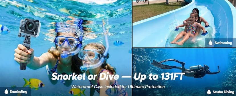 AKASO EK7000 4K30FPS 20MP WiFi Action Camera with EIS Ultra HD 131FT Waterproof Underwater Camera Remote Control 4X Zoom Support External Microphone Black
