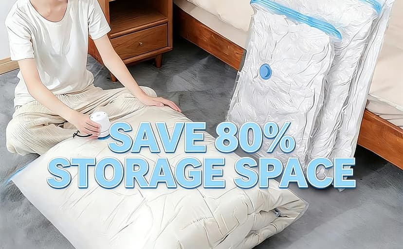 Vacuum Storage Bags for Travel and Home,Space Saver Bags for Clothes,(with Electric Pump and Hand Pump, Large,2(40 * 60) 2(50 * 70) 2(60 * 80) 2(80 * 100))