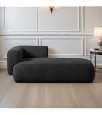 Upholstered Chaise Lounge Chair Indoor with Ottoman Boucle Chaise Lounge Fluffy Reading Chairs for Office Living Room Bedroom Relaxing (Boucle Biege)