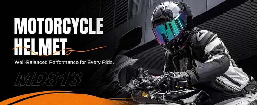 Full Face Motorcycle Helmets for Adults Men and Women DOT Street Bike Racing Helmet with Tinted Visor Model MD-813