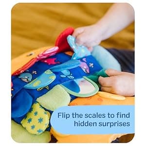 Melissa & Doug K’s Kids, Flip Fish Stuffed Animal, Soft Baby Book, Multi-Textured Squeaking & Crinkling Infant Sensory Toys for Babies with Baby Mirror, Tummy Time Toys for Infants Ages 0–9 Months