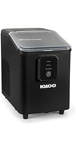 Igloo Portable Ice Maker with Scoop & Basket- Ice Maker with LED Control Panel & 1.5 Quart Water Tank-Ice Cube Maker Produces 26 Lbs. of Ice in 24 Hours With 8 Large or Small Cubes In 7 Minutes- Black