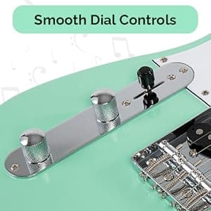 LyxPro 39” Electric Guitar Left Hand TL Series, Full-Size Paulownia Wood Body, 3-Ply Pickguard, C-Shape Neck, Ashtray Bridge, Quality Gear Tuners, 3-Way Switch & Volume/Tone Controls, 2 Picks, Green