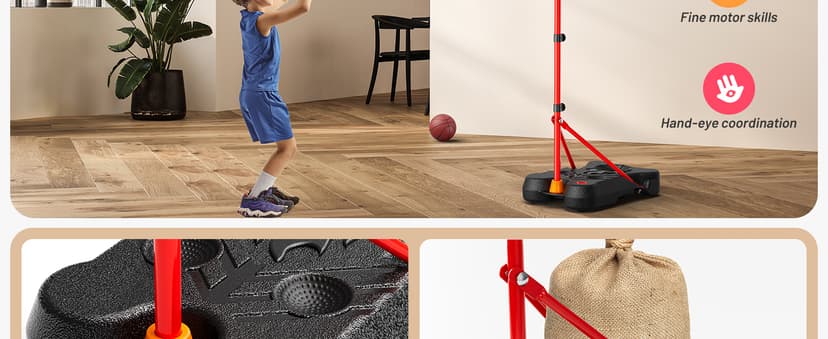 Adjustable basket ball Stand,Hanging Tee Baseball for Toddlers Boys Ages 2 3 4 5 6 7 8 Years Old, Outdoor Indoor Toys Gifts HopeRock 2 in 1 Kids Basketball Hoop and T Ball Set B0D53VWQGP