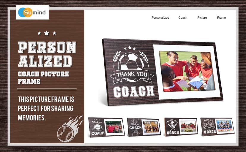 Sumind Sport Graduation Coach Picture Frame Football Softball Baseball Soccer Basketball Volleyball Graduation Photo Frame Thank You Coach Gift 4" x 6"(Basketball)