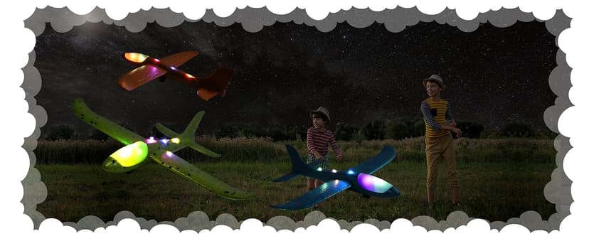 Fuwidvia 3 Pack Airplane Launcher Toys, 13.2'' LED Foam Glider Plane Toy for Boys, 2 Flight Modes Outdoor Flying Toys Birthday Gifts for Boys Girls 4 5 6 7 8 9 10 11 12 Year Old (Blue&Green&Orange)
