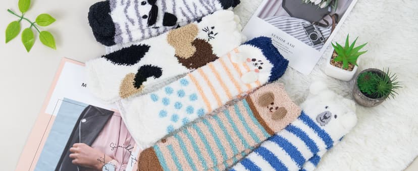 Loritta 3 Pairs Womens Fuzzy Socks Winter Warm Fluffy Soft Slipper Home Sleeping Cute Animal Socks