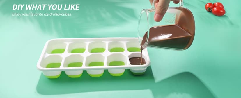 DOQAUS Ice Cube Tray with Lids - 4 Pack Stackable Silicone Ice Trays for Freezer, BPA & LFGB Safe, Easy Release for Kitchen, RV, Cocktail, Coffee, Soup & Food