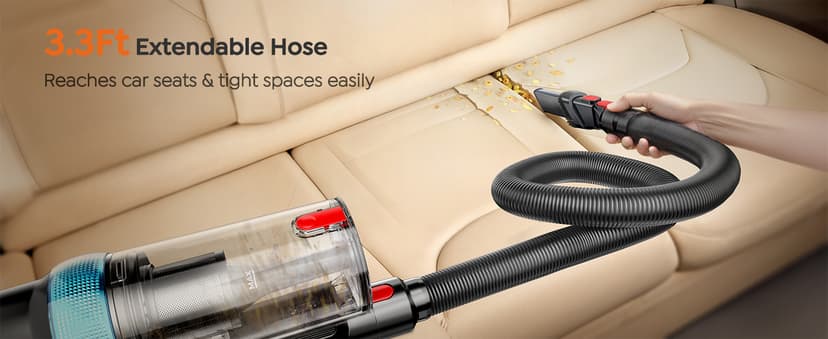 Cordless Vacuum Cleaner, 600W 50KPA 65Mins Vacuum Cleaners for Home, Upgraded Stick Vacuum with 3.3Ft Extendable Hose, LED Touch Screen & Wall Charging Station for Hard Floor Carpet Car Pet