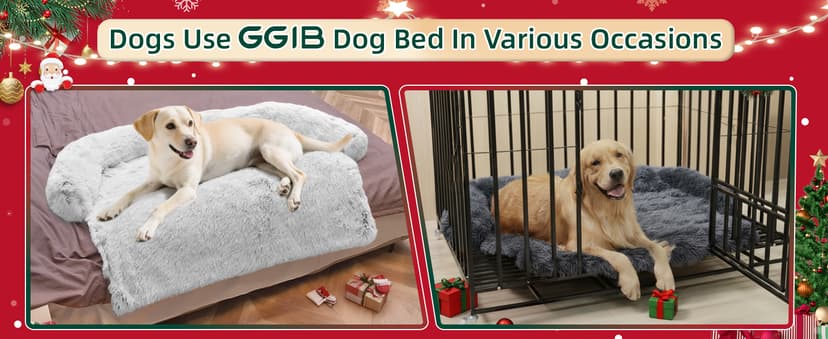 Calming Dog Bed Fluffy Plush Dog Mat for Furniture Protector with Removable Washable Cover for Large Medium Small Dogs and Cats (Large, Light Grey)