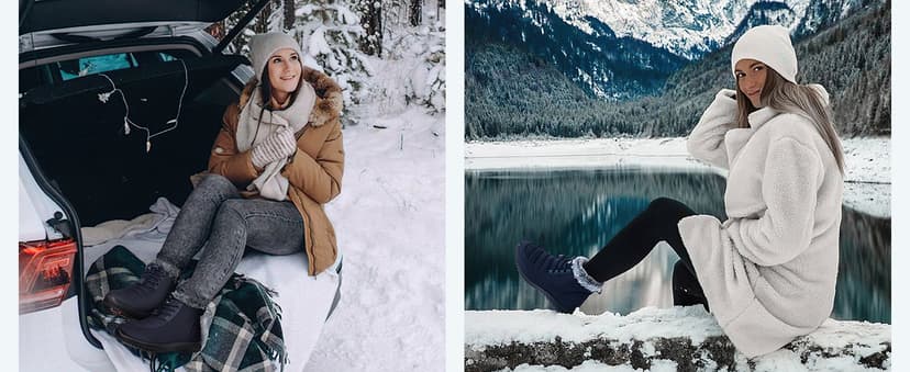 SHIBEVER Winter Boots for Women Snow: Fur Lined Warm Ankle Boots - Adjustable Water Resistant Outdoor Zipper Snow Shoes