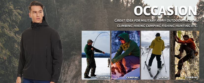 TACVASEN Men's Special Ops Military Tactical Soft Shell Rain Warm Fleece Lined Jacket Winter Hood Coat Hiking Snowboard