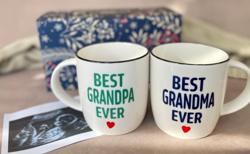Triple Gifffted Worlds Best Grandparents Coffee Mugs for Grandma and Grandpa, Gifts Ideas From Grandkids, Grandchildren, New First Time Grandparent Announcement Christmas Valentines Day, Ceramic 380ml