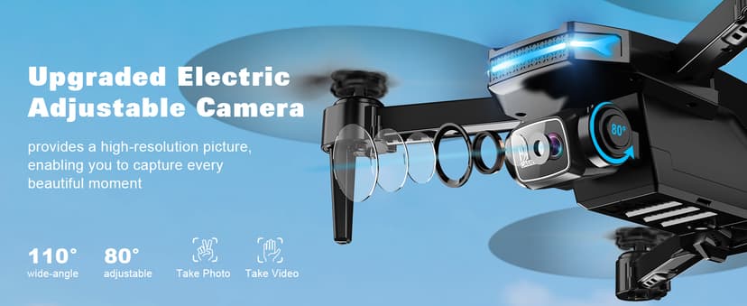 Drone with Camera - Drone with Screen on Controller for Beginners, Foldable Remote Control Quadcopter with Gesture Control, 3D Flip, One Key Start, Emergency Stop, 2 Batteries, Easier to use