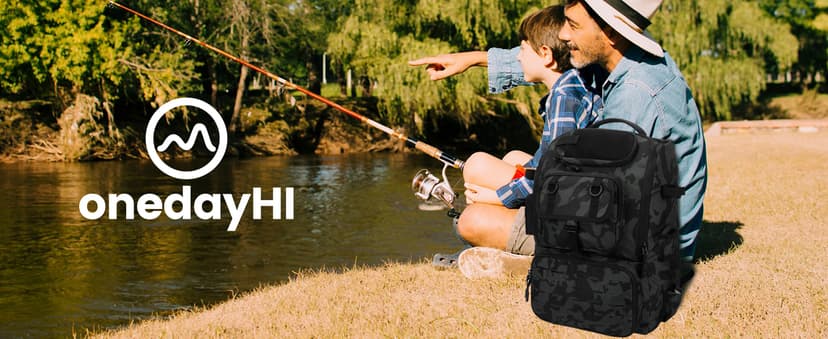 onedayHI Fishing Backpack with Rod Holders,40L Large Water-resistant Fishing Tackle Bag with Cooler,Tackle Box Backpack