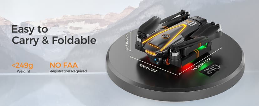 GPS Drone with EIS 4K Camera for Adults Kids, RC Drones with 4.5 inch HD Screen on Controller,Auto Return,2 Batteries for 45 min Flight Time,Long Range Transmission,Circle Fly and Follow Me Mode,Foldable Quadcopter for Beginner Kids Gifts Toy,Under 249g