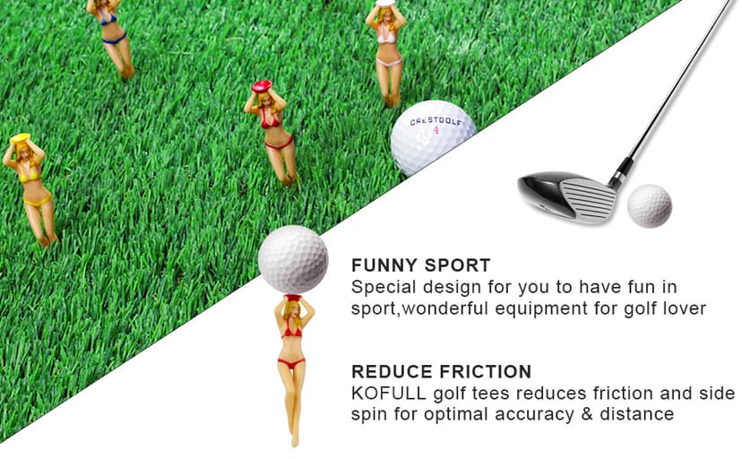 3 inch Plastic Tee, Golf Practice Novelty Tees, White Elephant Stocking Stuffer Gifts for Him, Golfer Fun Gift, 6 per Set KOFULL Golf Tees, Funny Golf Tees for Golf Gifts, Golf Accessories for Men B07RNY735R