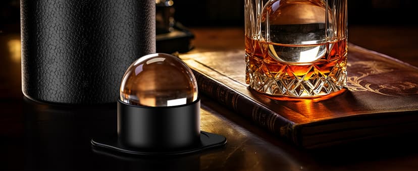 Clear Ice Ball Maker for Whiskey: 2.5" Crystal Clear Ice Maker - Large Ice Sphere Maker for Bourbon & Cocktails - Easy Release Silicone Ice Cube Maker for Home Bar
