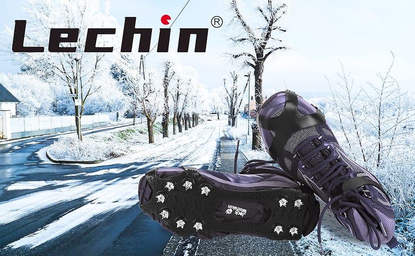 Lechin Lechin Crampons - Ice Cleats - Anti Slip Winter Ice Grippers Traction Cleats - 11 Stainless Steel Spikes