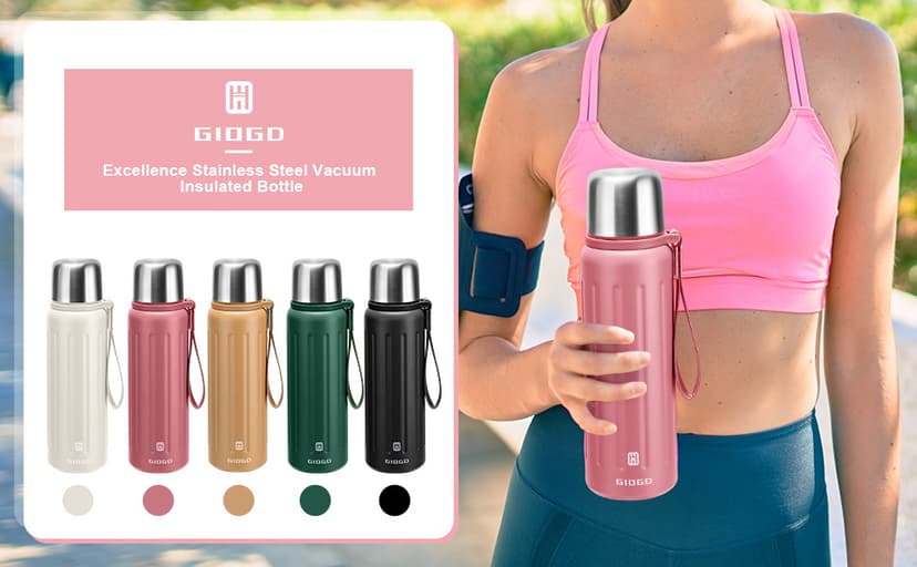Vacuum Insulated Bottles with Cup 800ml/27oz Stainless Steel Hot Thermo Bottles for Cold and Hot Drinks Water Coffee Thermo with Cup (DarkGreen,800ml)