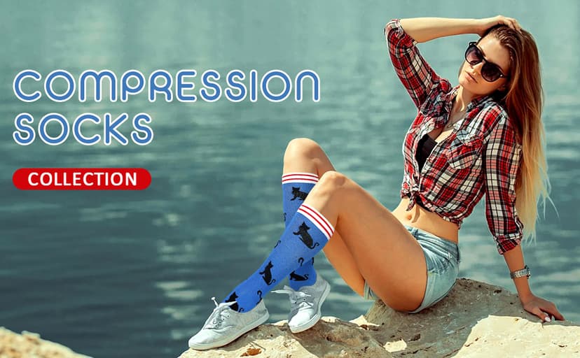 Running Athletic Nurses Work Support Travel Flight Sports Junely 3 Pairs Compression Socks for Women Knee High Stockings B09R7RT9X9