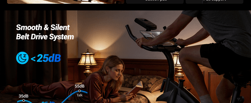 CURSOR FITNESS Exercise Bike, Brake Pad Stationary Bike for Home with Exclusive App, Stationary Bikes for Home with 300 lb Weight, Indoor Cycling Spin Bike Workout Bike with Extra Comfort Seat