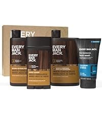 Every Man Jack Beard Essentials Gift Set for Men – Complete Routine with 5 Full-Size Essentials – Sandalwood Scent - Beard & Face Wash, Lotion, Oil, Butter & Comb