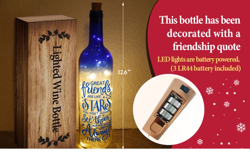 Christmas Gifts for Women - Best Friends Gifts 2025 - Wine Bottle Lights with Cork - Light Up Lamp Decor for Home Decorations - Birthday Friendship Unique Gift for Womens Men Sister Girls Boys Adults