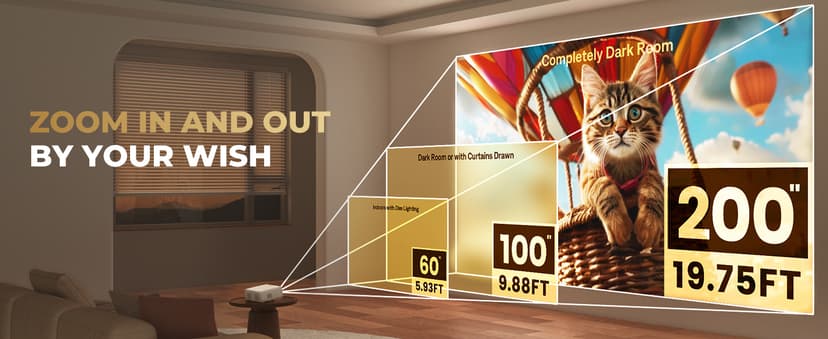 Aurzen EAZZE D1 Smart Projector with WiFi and Bluetooth, Netflix-Officially-Licensed, Auto Focus & Keystone, DoIby Audio, Zoom, Native 1080P Movie, Portable Outdoor Mini Projector, White