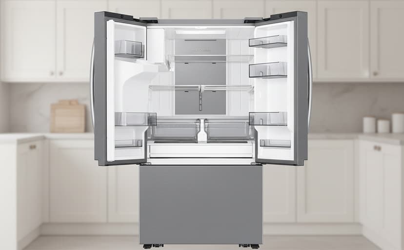 Samsung 31 cu. ft. Mega Capacity 3-Door French Door Refrigerator with Four Types of Ice, Stainless Steel, RF32CG5400SRAA