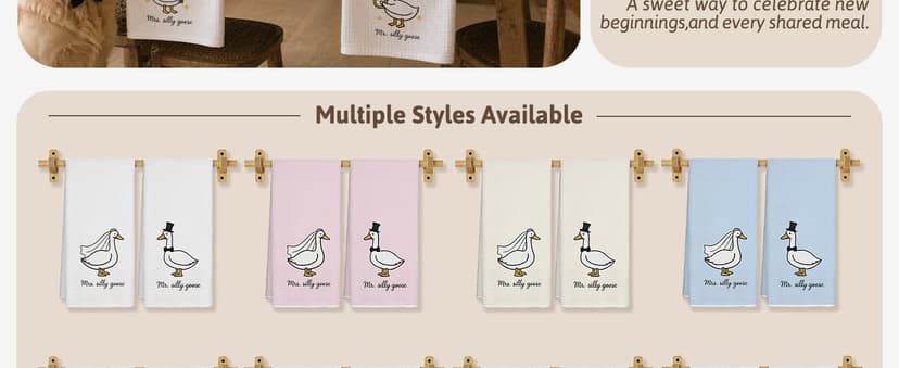 Funny Mr and Mrs Silly Goose Kitchen Towels, Wedding Gifts for Couples Newlyweds Dish Tea Towels for Kitchen Decor, Just Married Gifts Decorative Hand Towels for Bathroom, 16x24 Inch Set of 2 B0F53MV9ZY