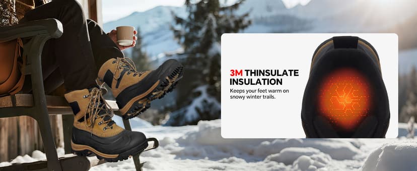 Nextpath Men's Snow Boots Winter Boots For Men Waterproof Insulated Winter Work Boots For Men 8 Inch Snow Hiking Boots