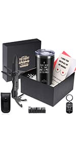 Gifts for Men - 6-in-1 Gift Set with Stainless Steel Tumbler,Multi-Tool Knife,LED Gloves & Tool Pen Keepsake Box | Last Minute Birthday, Father's Day Anniversary Box Gifts for Dad,Husband