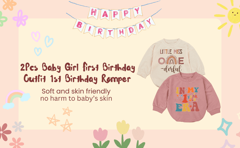 2Pcs Baby Girl First Birthday Romper, 1st Birthday Era Baby Girl Outfits