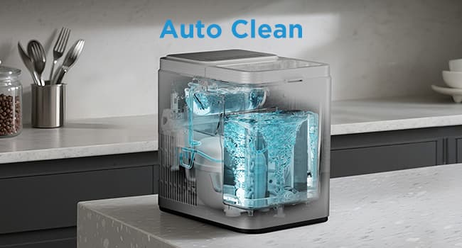 Midea MERI26B1AGY Countertop Bullet-Ice Maker, 8 Ice Bullets Ready in 6 Minutes, 26lbs/24H, Self-Cleaning Function with Ice Scoop and Basket for Home/Office/RV