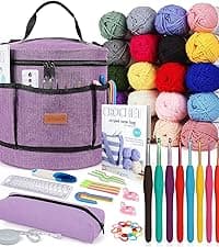 Katech Crochet Kit for Beginners, Beginner Crochet Kit for Adults-Crochet Kits Includes Crochet Hooks Knitting Bag Crochet Yarn for Crocheting Instruction Knitting Kit Crochet Supplies Gift