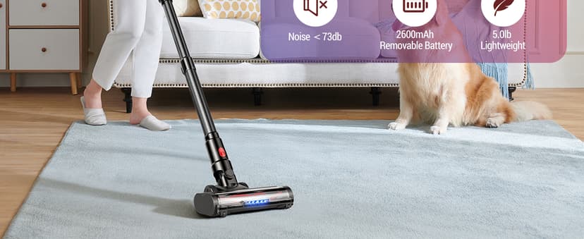 Cordless Vacuum Cleaner, 450W/40Kpa Stick Vacuum with Powerful Suction, 50Min Vacuum Cleaner for Home, Anti-tangle and 1L Dust Cup, 8 in 1 Lightweight Vacuum for Hardwood Floor Carpet Pet Hair