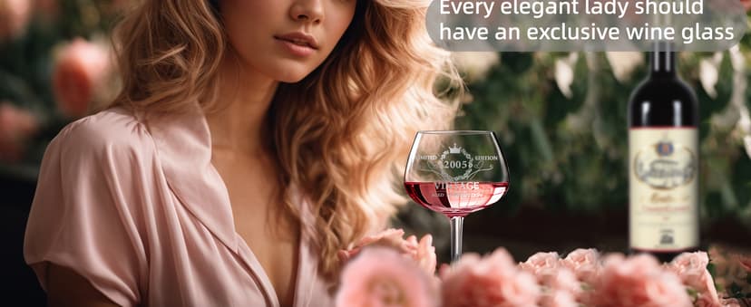 21ST Birthday Gifts for Her, Vintage 2004 Engraved 21st Wine Glass, 21 Year Old Birthday Decorations For Women, Funny 21 Bday Gifts Idea For Women, Friends, Daughter, Sister - Turning 21 Present