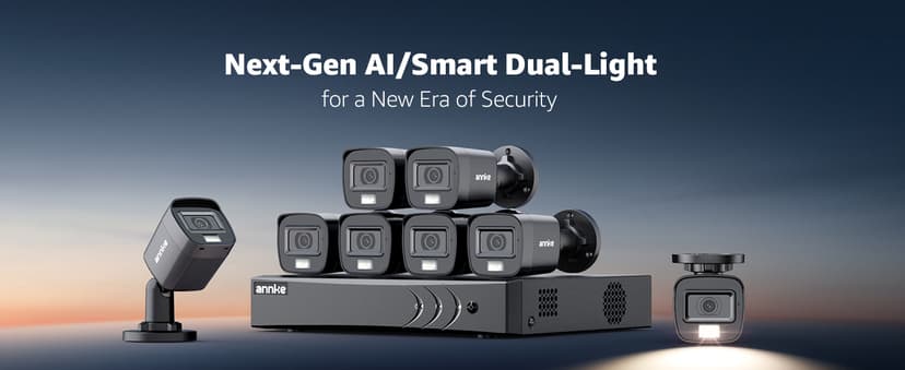 ANNKE 3K Lite Wired Security Camera System Outdoor with AI Human/Vehicle Detection, 8CH H.265+ DVR and 8 x 1920TVL 2MP IP67 Home CCTV Cameras with Smart Dual Light, Color Night Vision, 1TB Hard Drive