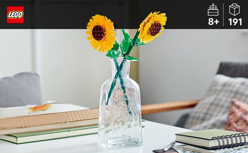 LEGO Sunflowers Building Toy for Kids, Girls and Boys Ages 8+ - Artificial Sunflowers for Home Decor and Display - Birthday Gift Idea for Lovers of Plants & Flowers - 40524